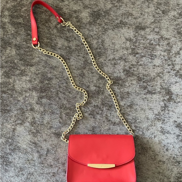 Red Leather and Gold Clutch / Mini bag - Picture 2 of 7